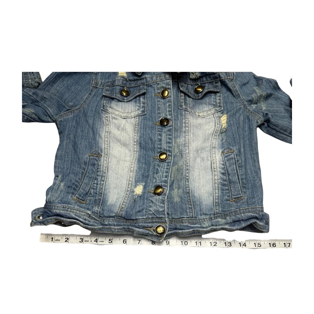 Joujou Distressed Light Wash Denim Trucker Jacket Small - Picture 6 of 9
